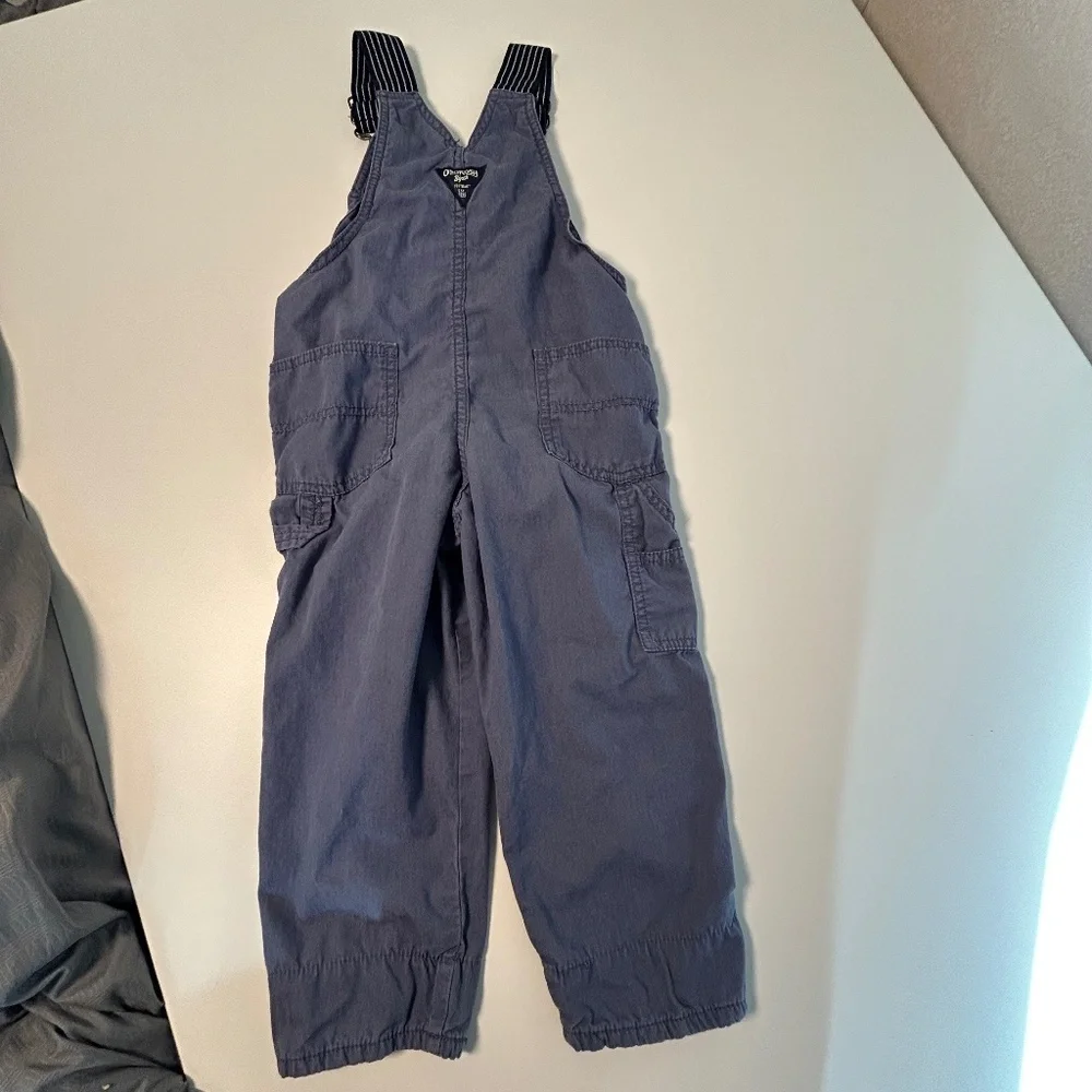 OshKosh B'gosh Kids 4T‎ Blue Cotton Blend Overalls Dungarees Striped Suspenders